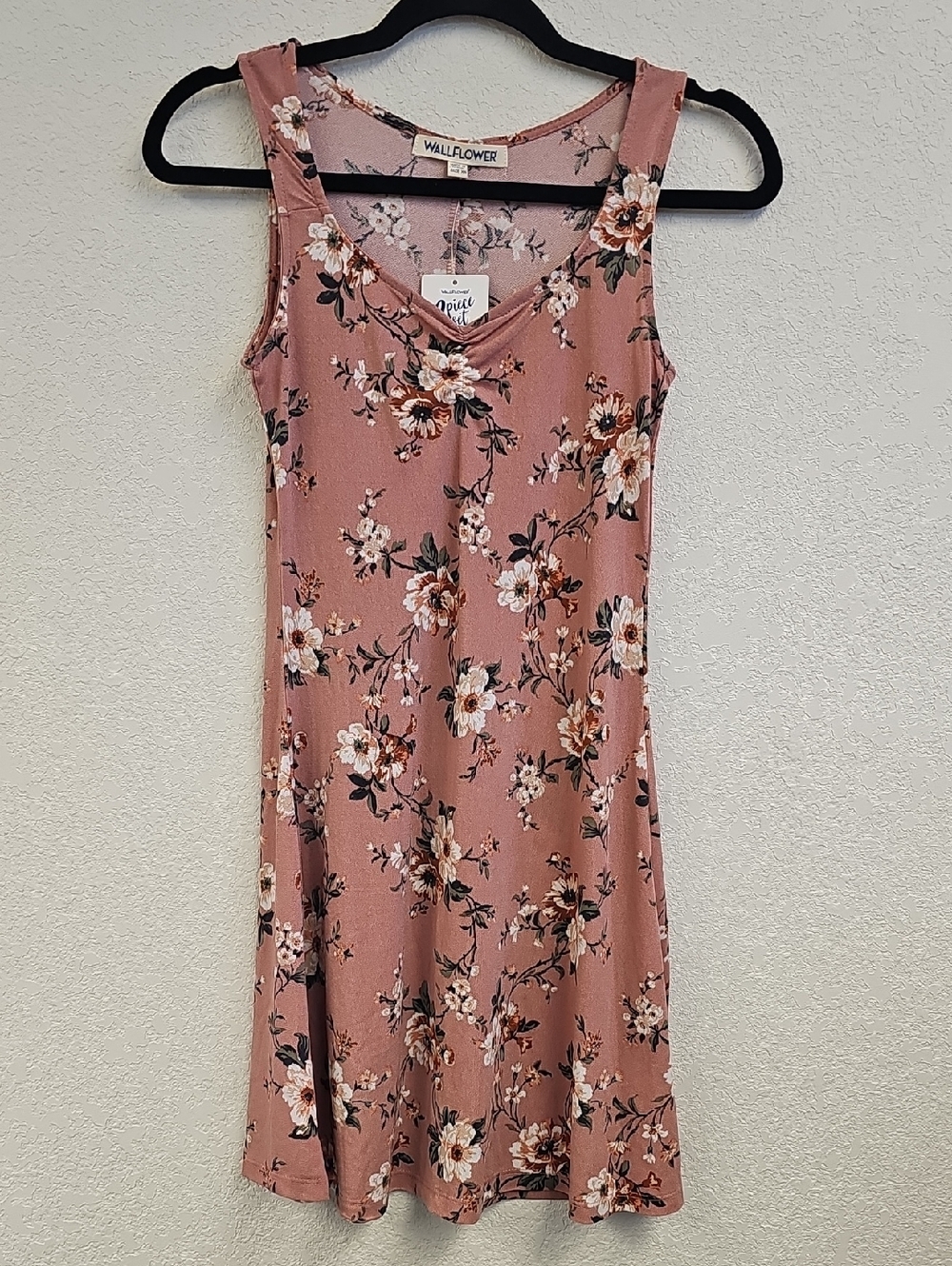 Wallflower Dusty Rose Floral V-Neck Lightweight Tank Flowy Dress XS